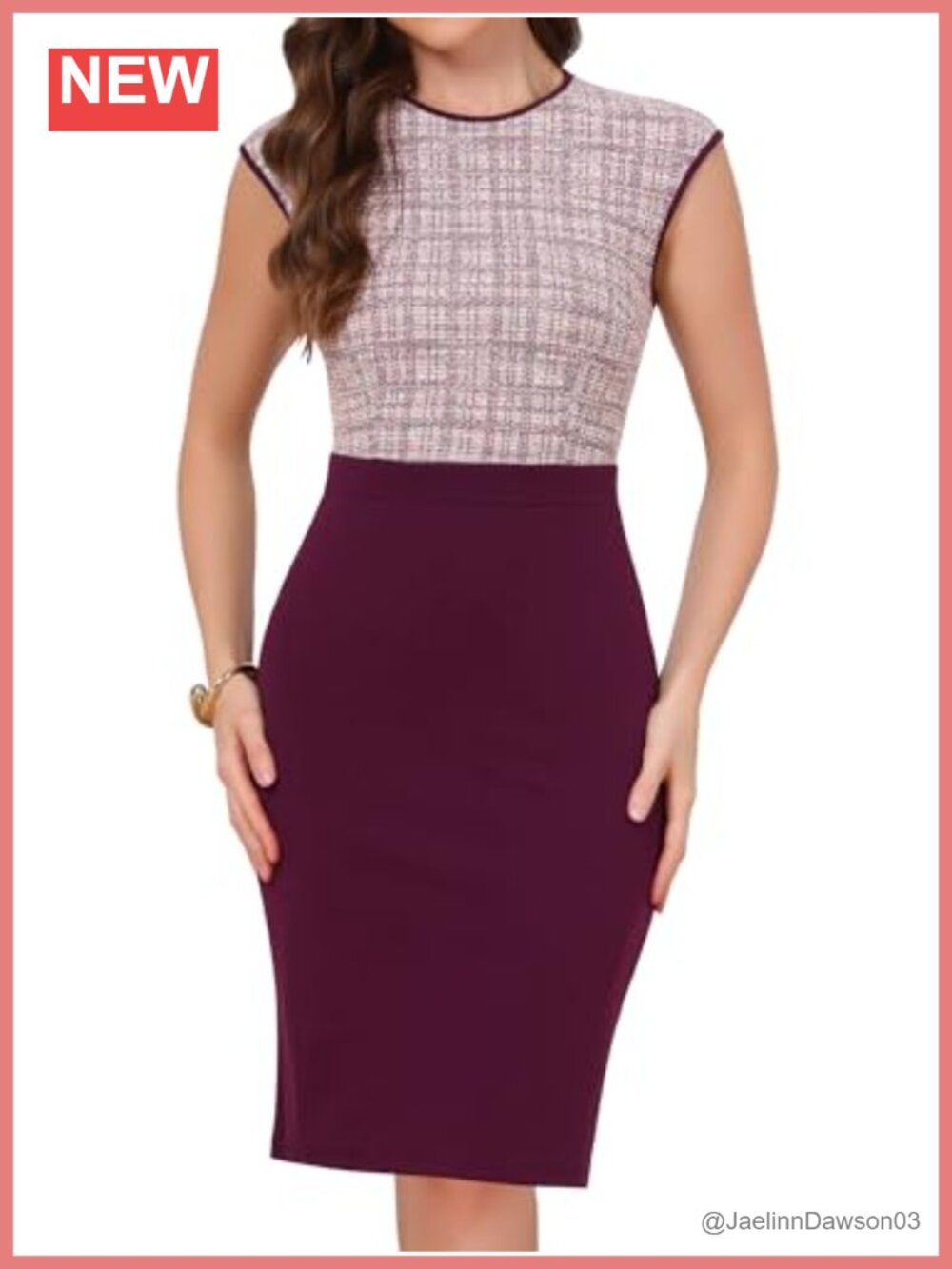 Tweed Sheath Pencil Dress Sleeveless Business Work Office